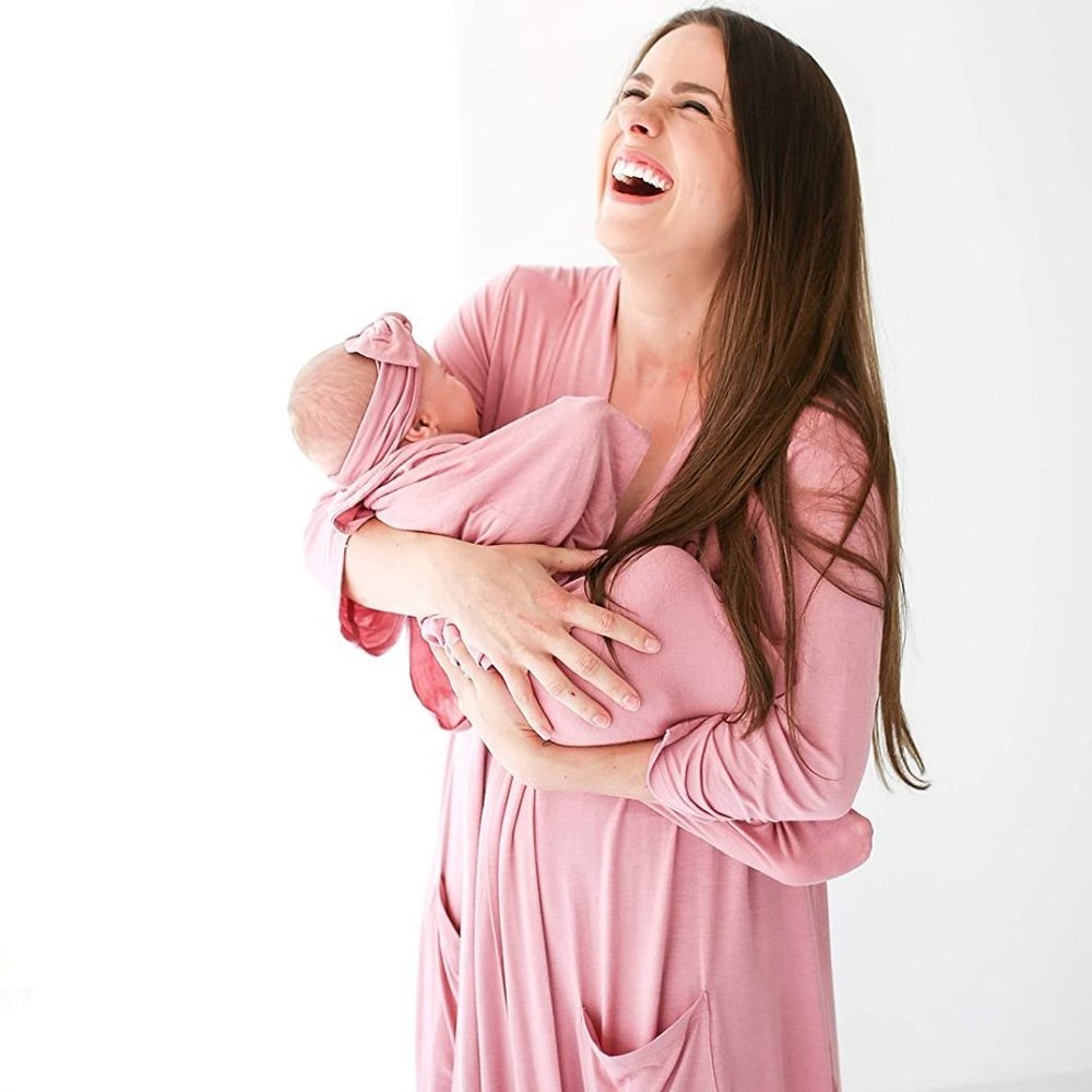 NEW Posh Peanut Mommy Robe Maternity Labor Nursing and Beyond Dusty Rose XL